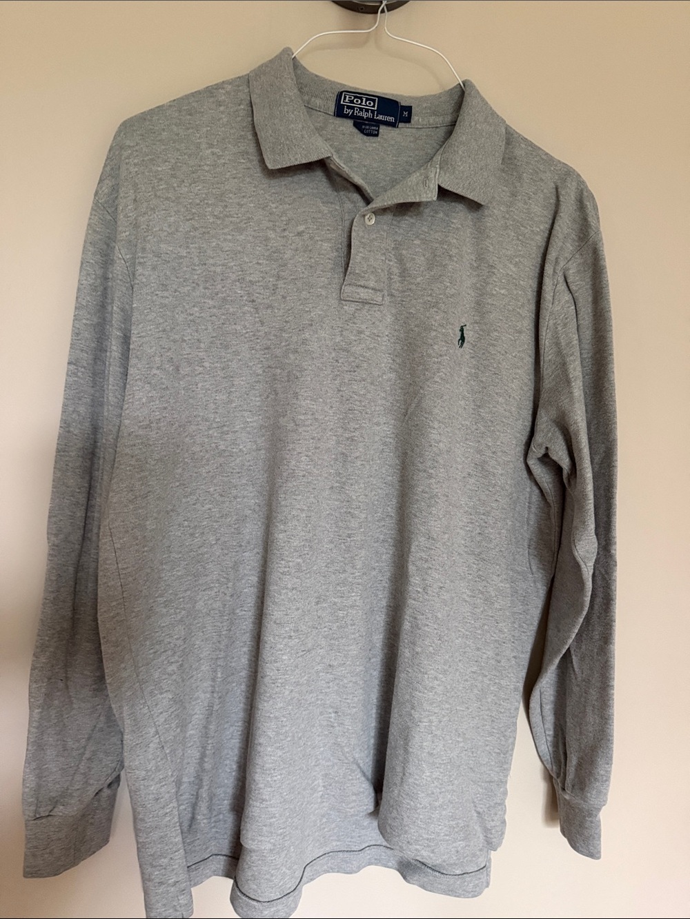 Polo by Ralph Lauren Long-Sleeve Polo Shirt - Gray with Green Pony